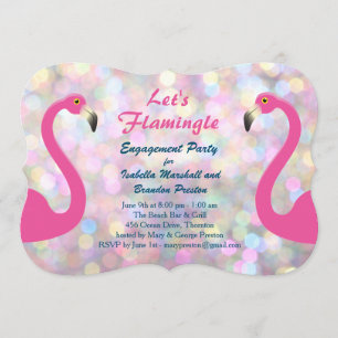 Sparkly Flamingo Engagement Party Invitation