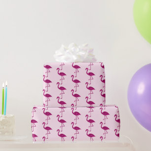 Sparkly flamingo glitter pattern pink wrapping paper