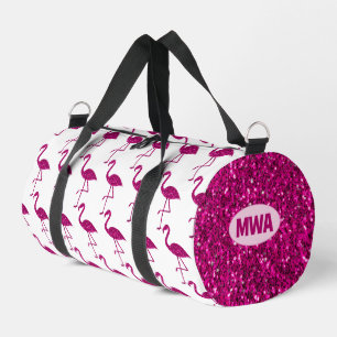Sparkly flamingo hot pink faux sparkles Monogram Duffle Bag