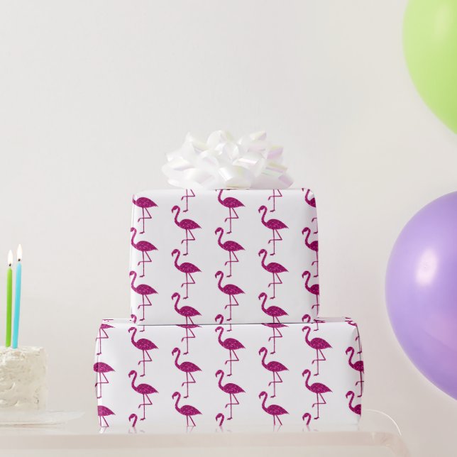 Sparkly flamingo Pink glitter pattern white Wrapping Paper (Party Gifts)