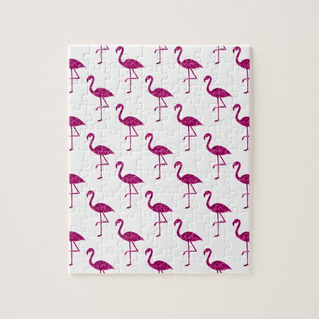 Sparkly flamingo Pink glitter sparkles pattern Jigsaw Puzzle (Vertical)