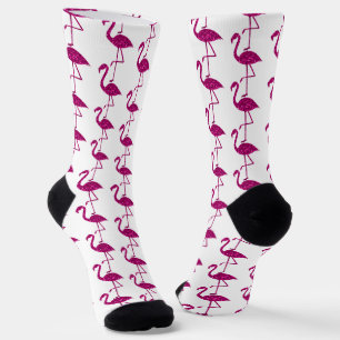 Sparkly flamingo Pink glitter sparkles pattern Socks