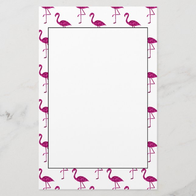 Sparkly flamingo Pink glitter sparkles pattern Stationery (Front)