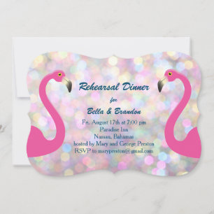 Sparkly Flamingo Rehearsal Dinner Invitation