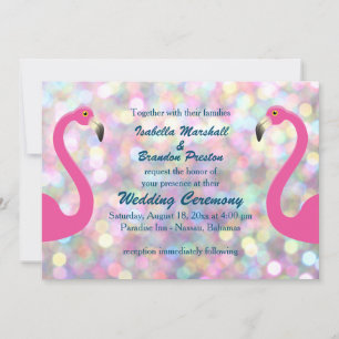 Sparkly Flamingo Wedding Invitation