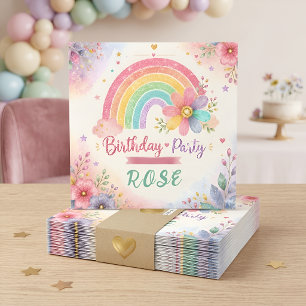 Sparkly Floral Birthday Celebration Napkin