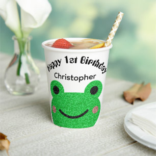 Sparkly Frog Happy Birthday Paper Cups