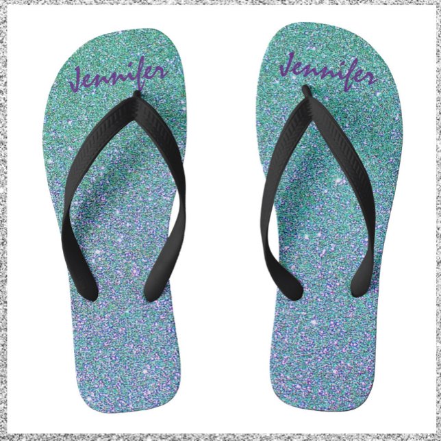 Sparkly Glitter Blue Green & Purple Flip Flops (Creator Uploaded)