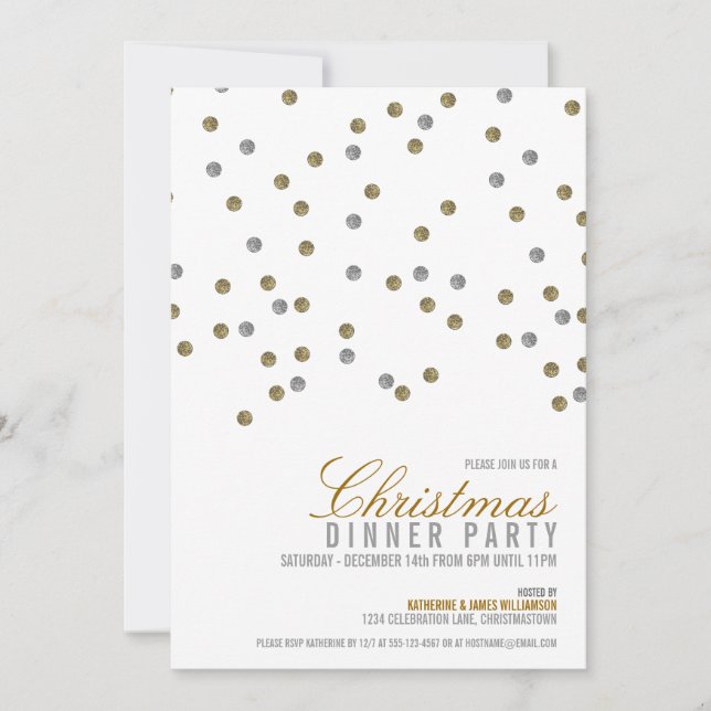 Sparkly Glitter Dots Christmas Party Invitation (Front)