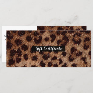 Sparkly Glitter Leopard Cheetah Gift Certificate Invitation