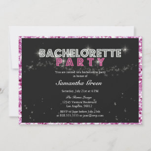 Sparkly Glitter Pink Bachelorette Party Invitation