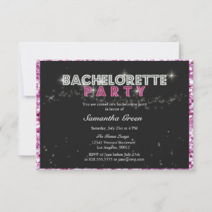 Sparkly Glitter Pink Bachelorette Party Invitation