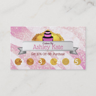 Sparkly Glitter Pink Tier Cake loyalty cards