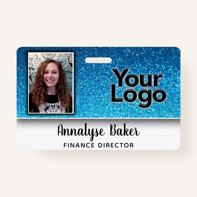 Sparkly Glitter Professional CNA Nurse Photo Name ID Badge (Front)