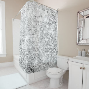 Sparkly Glitter Silver Gray Grey  Abstract Modern Shower Curtain
