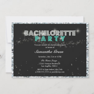 Sparkly Glitter Teal Bachelorette Party Invitation