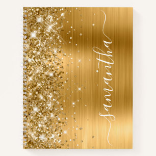 Sparkly Glittery Gold Foil Girly Name Notebook