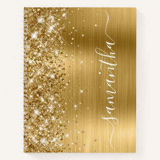 Sparkly Glittery Gold Foil Girly Name Notebook