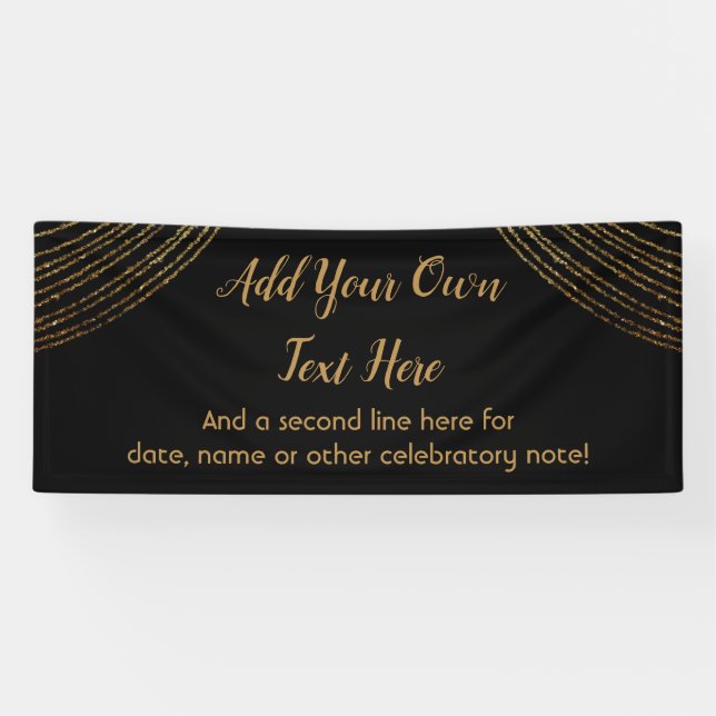 Sparkly Glittery Gold Garland Add Your Own Text Banner (Horizontal)