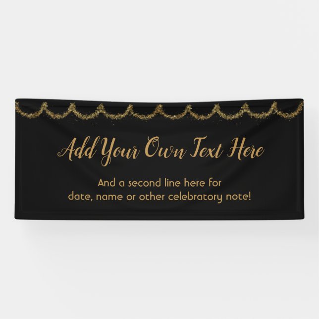 Sparkly Glittery Gold Garland Add Your Own Text Banner (Horizontal)