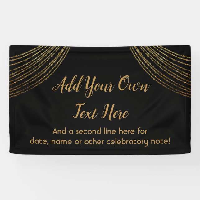 Sparkly Glittery Gold Garland Add Your Own Text Banner (Horizontal)