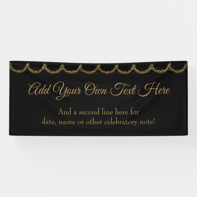 Sparkly Glittery Gold Garland Add Your Own Text Banner (Horizontal)