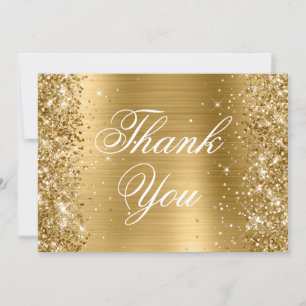 Sparkly Glittery Gold Ombre Foil Thank You Card