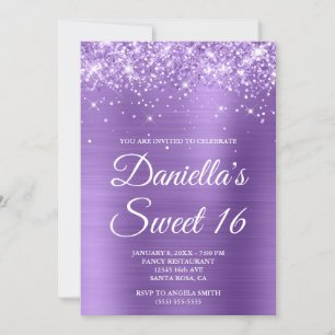 Sparkly Glittery Light Purple Foil Sweet 16 Invitation