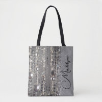 Sparkly Glittery Silver Beads Personalised