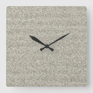 Sparkly Glitzy Silver Glitter Square Wall Clock