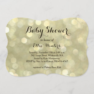 Sparkly Gold Baby Shower Invitation