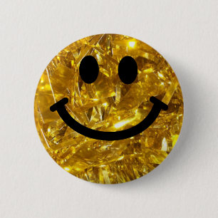 Sparkly Gold Bling 6 Cm Round Badge