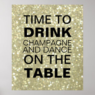 Sparkly Gold Champagne Party Poster