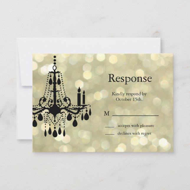 Sparkly Gold Chandelier RSVP (Front)
