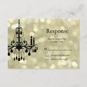 Sparkly Gold Chandelier RSVP Card