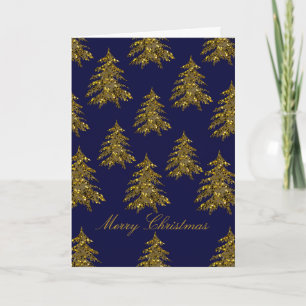 Sparkly gold Christmas tree Holiday Card