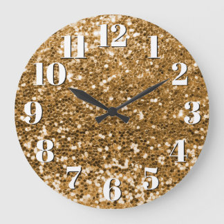 Sparkly Gold Chunky Glitter Large Clock