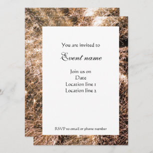 Sparkly gold fireworks Abstract Invitation