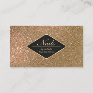 Sparkly Gold Glitter Black Makeup Nails Lash Hair Business Card