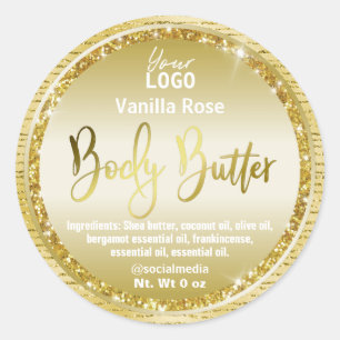Sparkly Gold Glitter Body Butter Labels