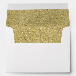 Sparkly gold glitter liner white invitation envelopes