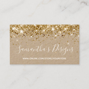 Sparkly Gold Glitter Online Store Kraft Business Card