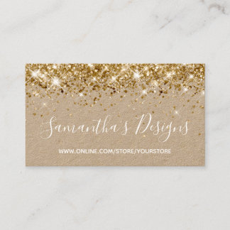 Sparkly Gold Glitter Online Store Kraft Business Card