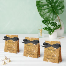 Sparkly gold glitter ritzy wedding party favour bo
