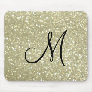 Sparkly Gold Monogram Mouse Pad