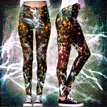 Sparkly gold orange white & black celestial photo leggings<br><div class="desc">Be a trendsetter in these super stunning photography leggings of sparkly gold, orange, light blue, and white light splatters on a black celestial background! Work out, run errands, or just hang out. So unique, you’ll never have to worry about any copycats! Add a solid black top for the ultimate in...</div>