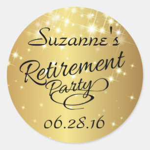 Sparkly Gold Retirement Stickers