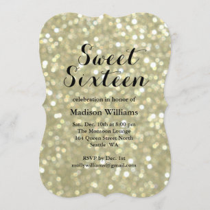 Sparkly Gold Sweet 16 Birthday Invitation