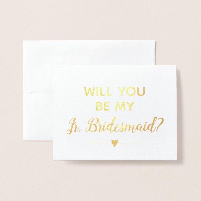 Sparkly Gold Will You Be My Jr Bridesmaid Proposal Foil Card (Front With Envelope)