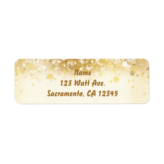 Sparkly Golden Holiday Lights Address Labels (Front)